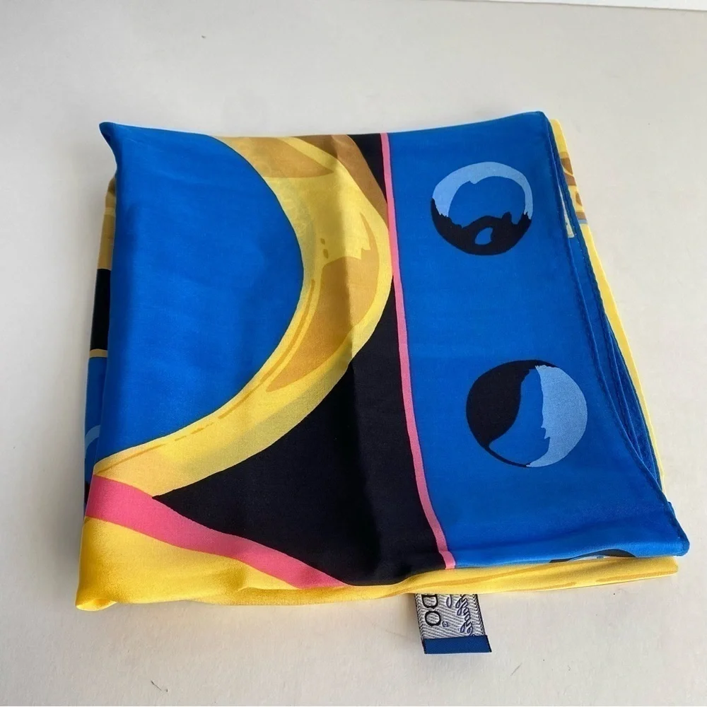 MOVADO 100% Silk Scarf The Museum Watch‎ Face Stopwatch Celestial Sun Moon Stars